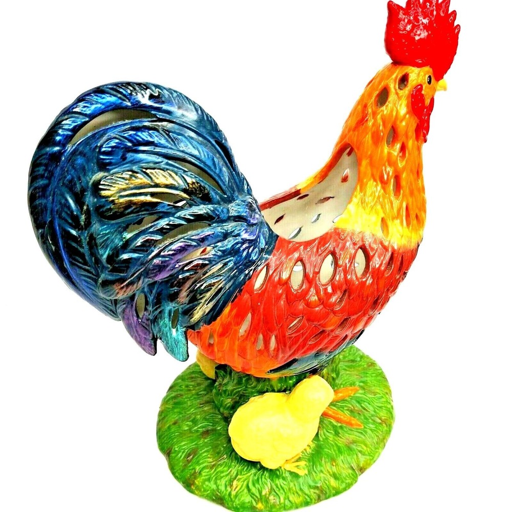 Partylite‎ Large Rooster & Chics Tea Light Holder Country Farmhouse Look NEW - Picture 5 of 7